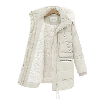 2019 jeseň Zimné dámske Biele kačacie nadol Bundy Bavlna Vatovaný Kabát Dlhý Štíhly s Kapucňou Parkas Žena Outwear Teplé Vlnené Oblečenie