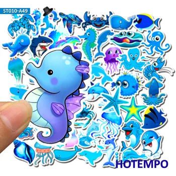 49pcs Modrý Oceán Cartoon Ryby Zvierat Doodle Nálepky pre Deti Mobilný Telefón, Notebook, Gitara Skateboard, Bicykel Nálepky