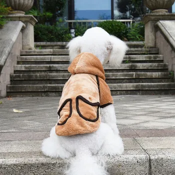 Teplý Pes Flanelové Oblečenie Zimné Dvojité Vrecko Pet Oblečenie Móda Kapucí Fleece Bunda, Kabát Pre Francúzsky Buldog Chihuahua Yorkie