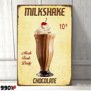 Čokoláda Milkshake Inzerát Vintage Retro Kovov Cín Prihláste sa Domov Garáž Muž Jaskyňa Pub Bar Stenu Decor Stene Plagát(20cmx30cm)
