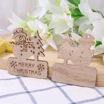 10pcs/súbor Veselé Vianočné Snehuliak DIY Drevený Prívesok Visí Strom Ornament DIY Remesiel Strany Home Decor