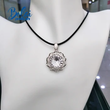 Bolaijewelry,Biela quartz prívesok prírodné star rez drahokam s 925 sterling silver a kožené akord pre ženy, jemné šperky