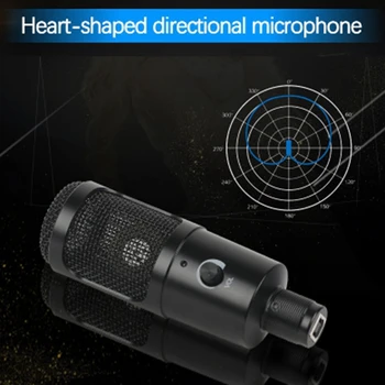 Chladič Mikrofón USB Karaoke Mikrofón Nahrávanie s Konzolový Držiak Statív Plug and Play pre Prenosný POČÍTAČ,