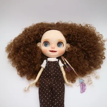 Prispôsobenie bábika DIY Zmeniť spoločný orgán blyth bábika Pre Dievčatá hnedé vlasy kučeravé