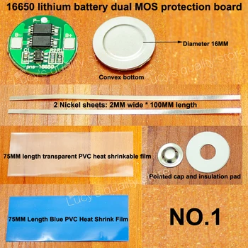 10set 16650 lítiové batérie, dvojité MOS ochrany doska set s obsahom niklu list 16650 batérie 4.2 V ochrane doske priemer 16 MM