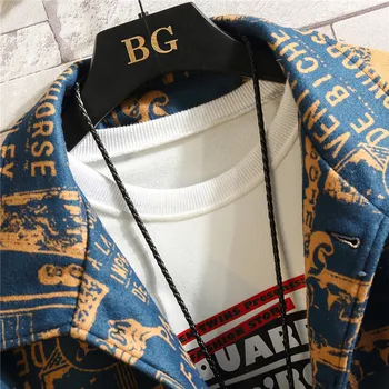 Jeseň Mužov Japonský Plus Veľkosť Pôvodného Klope Jacket Mens Populárne Voľné Tlačené Písmeno Bežné Duffle Kabát Muž Streetwear