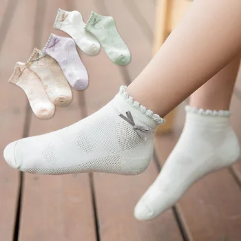 2019 jar a v lete nové detské ponožky Dievča luk dekorácie bavlnené ponožky Dievča priedušná pot-absorbent módne tenké ponožky