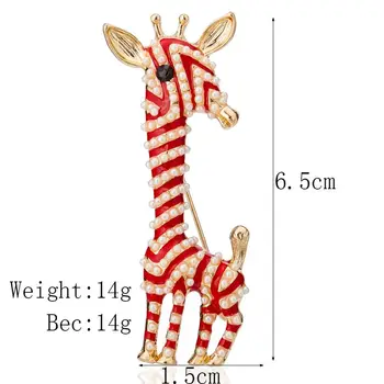 Roztomilý Žirafa Brošňa Pre Ženy, Červená Žltá Mozaika Pearl Jemné Presklené Glazúra Cartoon Zvieratá Brošňa Odevné Doplnky Dieťa Darček