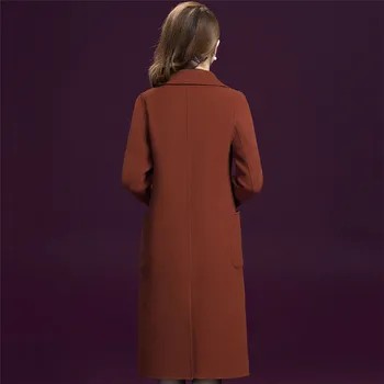 Vlnené Kabát Ženy Karamel L-5XL Plus Veľkosť 2021 Jar Nové Módne kórejský Úrad Slim Tmavo Červené Dlhé Zmesi Bunda Feminina LR1008