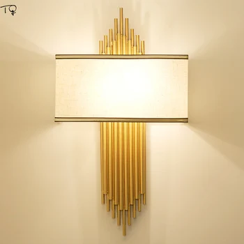 Čínskeho Zen American Art Lesk Zlata Kovové Nástenné Svietidlo Moderného Led Steny Sconce Luxusne Jednoduchá Obývacia Izba Posteli Spálňa Pozadí