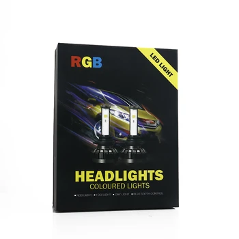 2 ks Populárne Auto Multicolors RGB Auto LED Reflektor Súpravy H1 H4 H7 H8 HB3 HB4 881 H16 APLIKÁCIU Bluetooth Diaľkové Ovládanie DIY Foglight