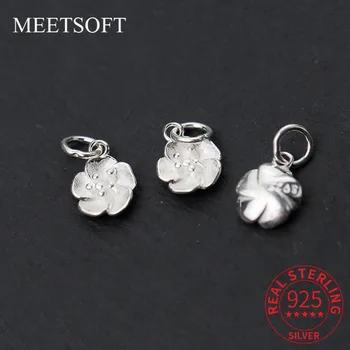 MEETSOFT 925 Sterling Silver Čerešňové Kvety Charms DIY Kvet Modelovanie Prívesok, Takže Nájsť Ručne vyrábané Šperky Príslušenstvo