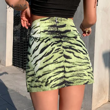 Tiger vzor split sukne módy sexy ulici trend bol tenké krátke sukne taška hip tlačiť bežné ženské sukne 2021 jar nové