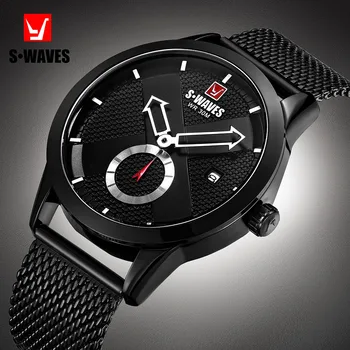 Luxury Military Watch Men Fashion Brand SWAVES Man Watch 2019 Casual Stainless Steel Relojes Hombre Waterproof Black Men Watches