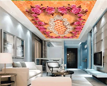 Vlastné Romantický Kvetinový 3d Tapeta Jemné Ružové Ruže HD Krytý Zenith Hodváb nástenná maľba Tapety