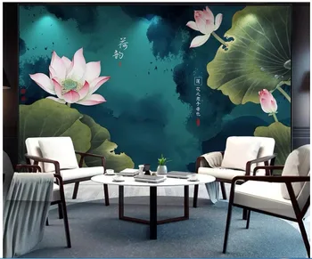 3d tapety vlastné fotografie Čínsky atrament lotus Pozadí domácich majstrov 3d nástenné maľby, tapety na steny, 3 d obývacia izba