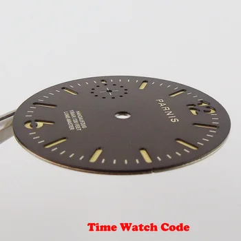 Parnis 35.4 mm čierne hodinky dial fit ETA 6497 ručné navíjanie pohyb sekúnd dial žlté značky hodinky