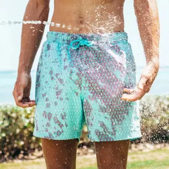 Letné rýchle sušenie farba-zmena plavky, športové pánske plážové šortky šortky Y8W7
