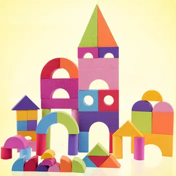 50 Kusov EVA Geometrie Stavebné Bloky pre Stohovanie Hra Farba Tvar Uznanie Predstavivosti Rozvoj Hračky pre Deti Baby Deti