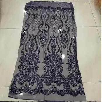 2017 PURPLE Flitrami francúzsky Čistý Čipky Textílie s Oka handričkou,Vysoká Kvalita Afriky Tylu Textílie s Nigérijský Flitrami na Svadbu