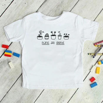 Streetwear 2020 Voľné Baby Dievčatá Oblečenie Tričko Hot Predaja T-shirt Deti RASTLINY SÚ MOJI PRIATELIA Písmeno T Shirt Футболки