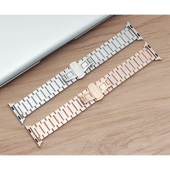 Luxusná Nerezová Oceľ Watchband pre Apple Hodinky Série 1 2 3 4 5 38 mm 40 mm 42mm 44 mm Popruhu pre iWatch Náramok Motýľ Pracka