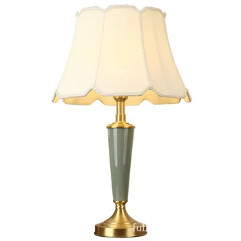 Americký Štýl Medi Keramická stolná Lampa pre Spálne Skriňa, Nočné Lampy, Obývacia Izba Hotel Model Izba Zelená stolná Lampa