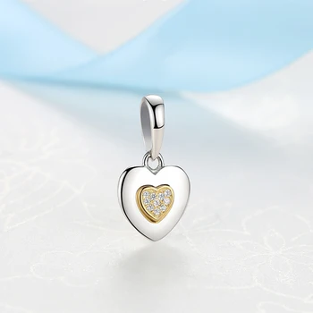 Skutočné 925 Sterling Silver Perličiek Podpis Srdce S jasnými CZ Prívesok Charm Fit Originálne Náramky DIY Šperky