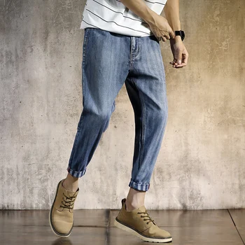 2018 hárem nohavice mužov džínsy muž denim dlhé Nohavice harems jean bežné plus veľkosť 28-42 modrá Jeanswear voľné hip prekladané prúžok