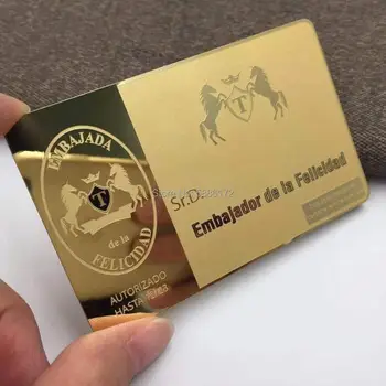 Obe strany leštené zrkadlo zlaté kovové karty/mirror gold kovové karty