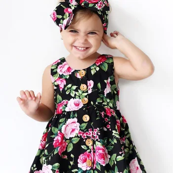 2021 Lete Dievčatá Šaty Bez Rukávov Dieťa Dievča Oblečenie Tlačidlo Kvetinových Lúk Šaty Linky Sprievod Formálne Šaty Deti Sundress