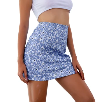 Módne Letné Hot Mini Sukne Ženy Split Kvetinový Tlače Modrej Sukne Dámske Dievčatá High Street Sukne pre Strany Nakupovanie na Denné Nosenie