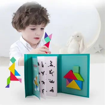 96 Hádanky Magnetické Tangram Deti Hračky Montessori Vzdelávacích Kúzlo Kniha Oblek Pre Dieťa Deti
