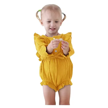#50 Novorodenca Dieťa Dievča Módne Zimné Dlhý Rukáv Pevné Farba Bowtie Prehrabať Romper Kombinézu+hlavový most Nastaviť Deti Oblečenie