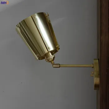 IWHD Mosadze, Medi LED Nástenné Svietidlo Vedľa Kúpeľňa Zrkadlo Svetlo Wandlamp Nordic Vintage Nástenné Svietidlá Svietidlá, Domáce Osvetlenie