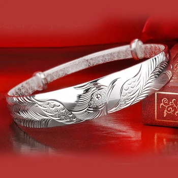 Jemné mincový striebro-šperky Náramok 925-sterling-strieborné šperky, striebristé phoenix náramky, prívesky pre ženy muži