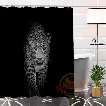 Vlastné Populárne Leopard Hot Predaj Polyester Textílie Tlač Moderný Sprchový Záves Kúpeľňa Nepremokavé S Hákom Kvalitný Darček