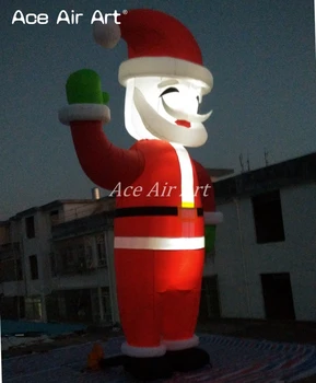 Vonkajšie 5m H nafukovacie Vianočné dekorácie led osvetlenie nafukovacie obrie Santa Claus pre Vianočné dekorácie