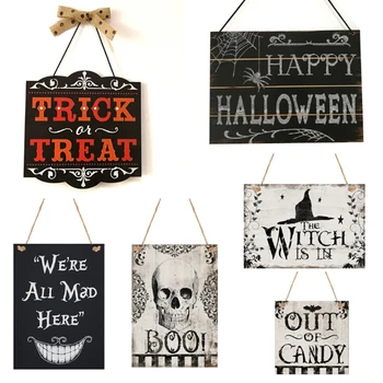 Halloween Party Zdobiť Dodávky, Karneval, Noc Výpis Čarodejnice Vitajte Prihláste Sa Trick Or Treat Strašidelný Dom Drevené Závesné Dosky·