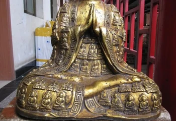 Zberateľskú bronz S2767 Tibete Budhizmus Ľudovej Pozlátený Bronz Šakjamúni Tathagátu Amitabha, Buddha Socha Kráľa
