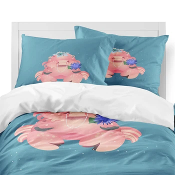 Roztomilý Kreslený Krab posteľná bielizeň Nastaviť Tichom Zvierat Perinu Nastaviť Vlna Tlač Obliečky Deti Posteľ Kryt obliečka na Vankúš bytový Textil 3ks D35