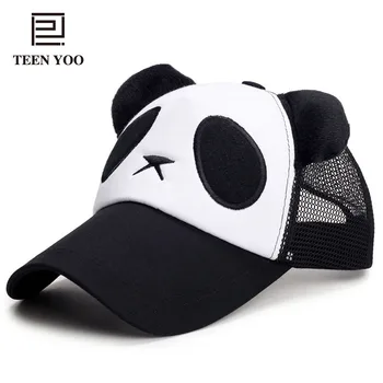 Móda Krásne Kreslené Panda Rýchle Suché Šiltovku Letné Vonkajšie Plátno Priedušná Netto Muži Snapback Hip Hop Ženy Slnko Klobúk