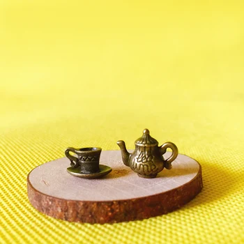 Nové~zlatý kov šálku čaju/varná kanvica/miniatúr riadu/roztomilý/rozprávková záhrada gnome/moss terárium dekor/bonsai/figúrka/doll house