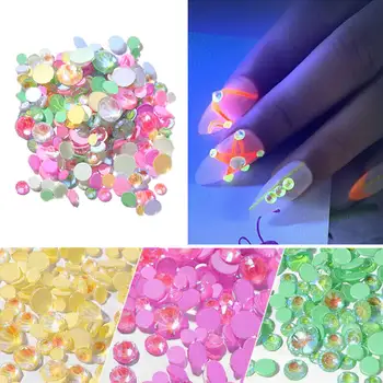 Zmiešané Nechtov Svetelný Kamienkami Krištáľové Sklo Drahokamy Pre UV Gél 3D Nail Fluorescenčné Manikúra Príslušenstvo Nail Art Decor
