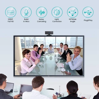 1080P Webcam, Vstavaný Mikrofón, Full HD Video Kamera pre Počítače PC Notebook Ploche, USB, Plug and Play, Skype