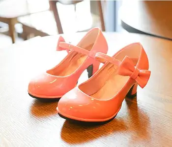 Dievčatá, deti topánky fashion dievčatá červená Ružová Princezná topánky Malé vysokým podpätkom študentské Party detské kožené topánky, veľkosť 26-35
