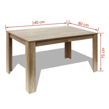 Jedálenský Stôl 140x80x75 cm Dub Jedáleň Tabuľky