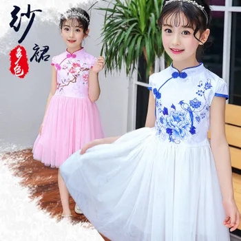 Dievča Šaty Čínsky Štýl Dieťa Roztomilý Dievča plesové Šaty, Šaty pre Deti, Dievčatá, Kvety Detí Dievča Cheongsam Šaty Tanečné Oblečenie