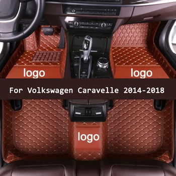 APPDEE kožené Auto podlahové rohože pre Volkswagen Caravelle 2016 2017 2018 Vlastné auto nohy Podložky automobilový koberec kryt