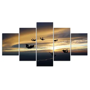 5 Kus Plátna Obrazov Rámec HD Výtlačkov Obrázkov počas letu Lietadlom Plagát Domova Wall Art